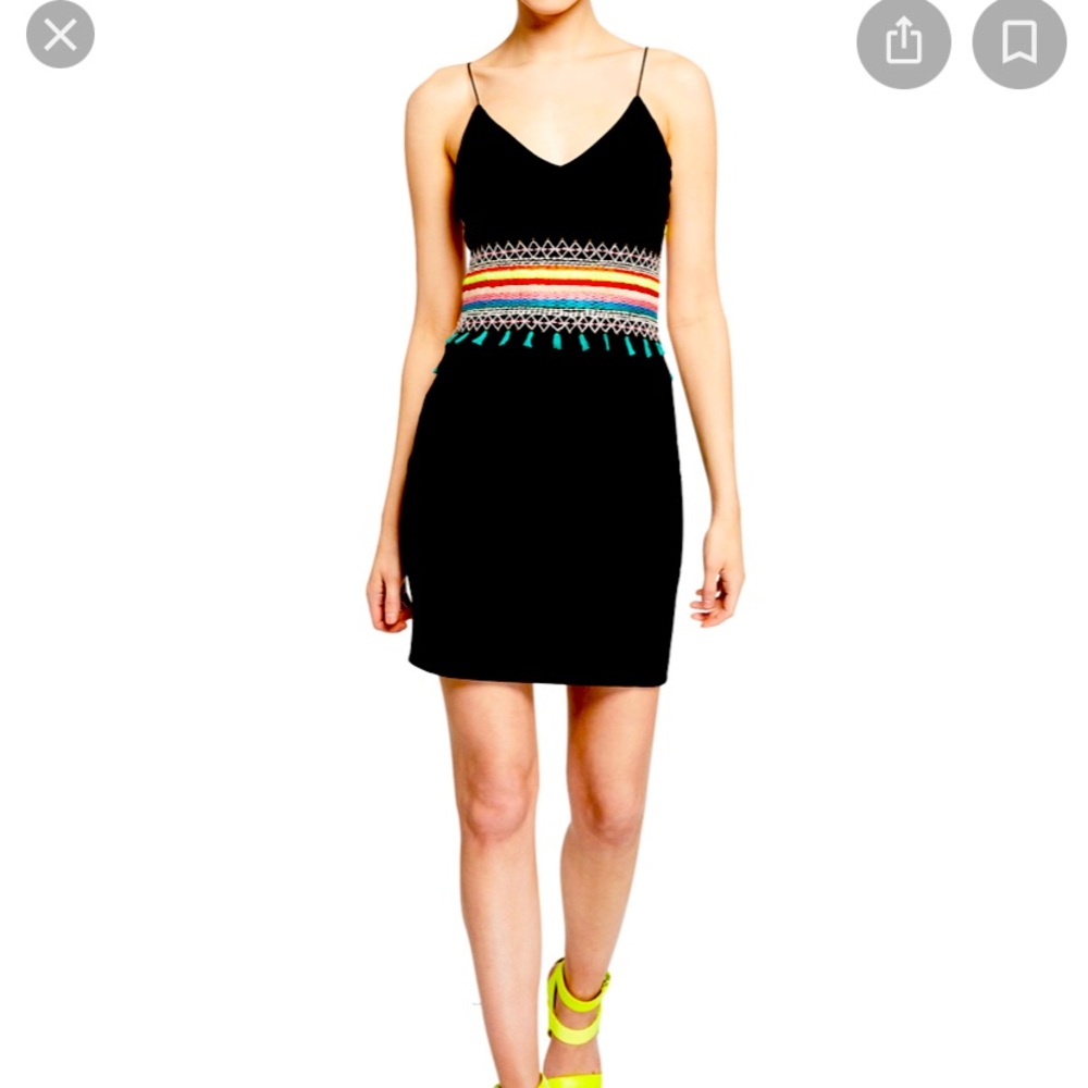 Alice + Olivia Loralee embroidered open back fitted dress